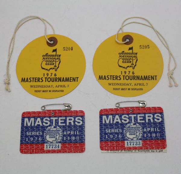 1976 Masters Miscellaneous Memorabilia
