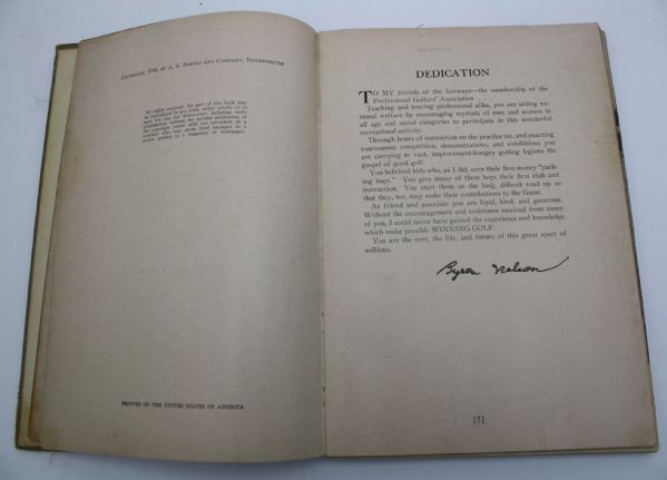 Byron Nelson Signed 1946 Book 'Winning Golf' JSA COA