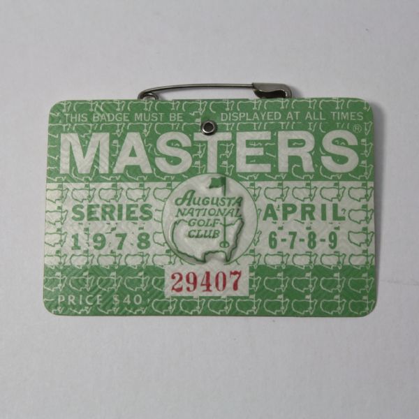 1978 Masters Tournament Badge - Gary Player's Final Masters Victory