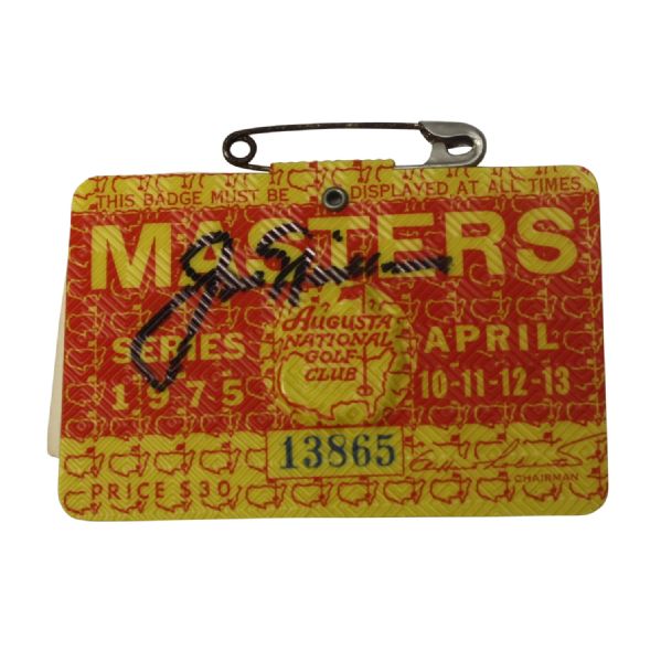 Jack Nicklaus Signed 1975 Masters Badge JSA COA