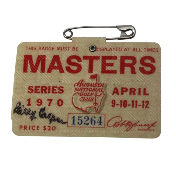 Billy Casper Signed 1970 Masters Badge JSA COA