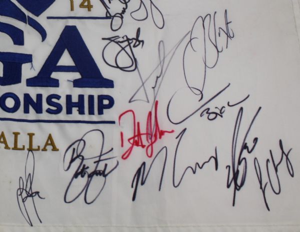 2014 White Embroidered Valhalla PGA Flag signed by 27 stars including RORY, PHIL, RICKIE JSA COA