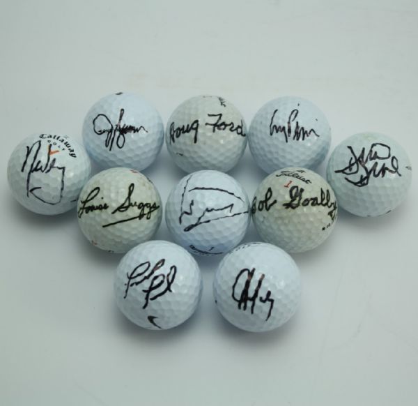 Lot of Ten Signed Golf Balls JSA COA