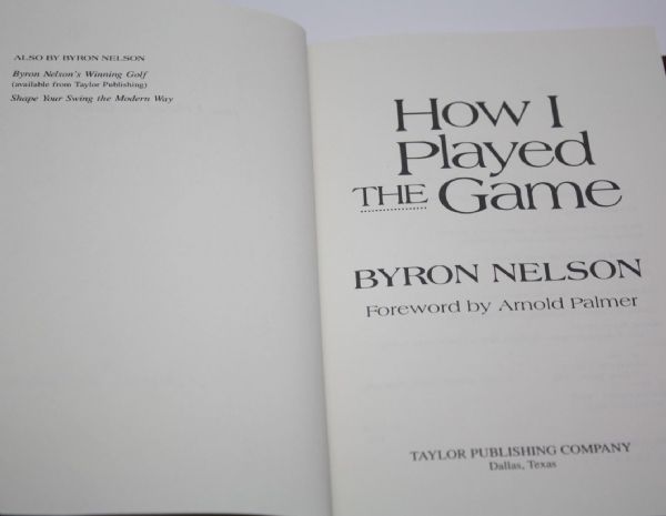 Byron Nelson Signed Book 'How I played the Game' - 448/500