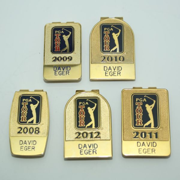 Lot of Five David Eger PGA Tour Money Clips 2008-2012