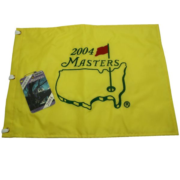 Lot of 2004 Masters Flag and 2004 Masters Badge