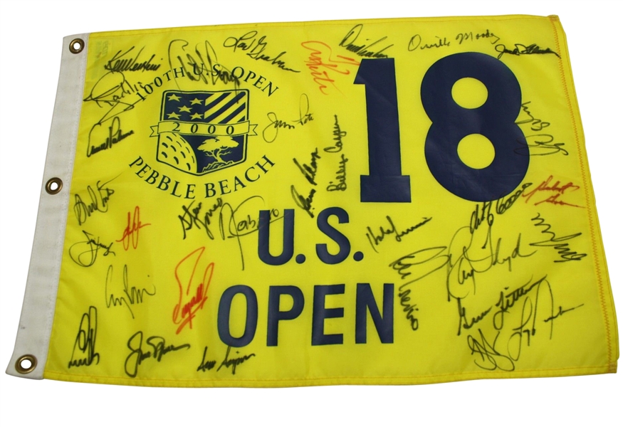 32 U.S. Open Winners Multi Signed Champs Flag-100th U.S. Open @ Pebble Beach JSA COA