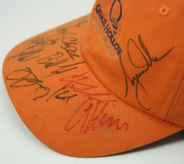 Tiger Woods, Jimmie Johnson, and others Signed Quail Hollow Hat JSA #B94724