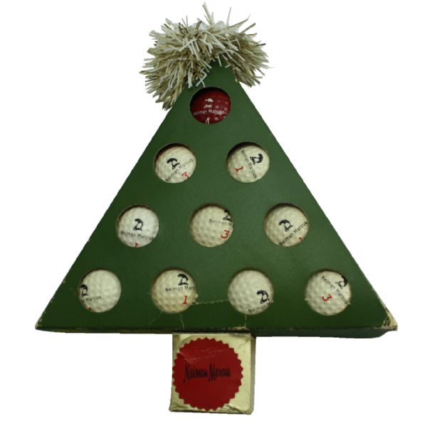 Box of Neiman Marcus Golf Balls - Christmas Tree Presentation - 10 Balls