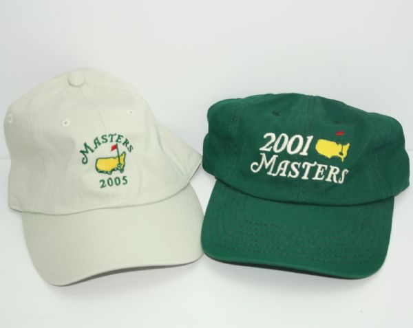 Lot of Two Masters Hats - 2001  Large Logo and 2005 Caddy - Tiger Victories