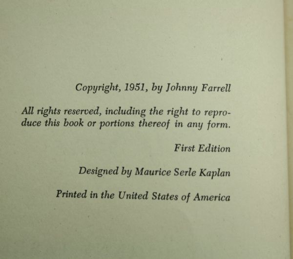 Johnny Farrell Signed Book 'Johnny Farrell: If I were in Your Golf Shoes' JSA COA