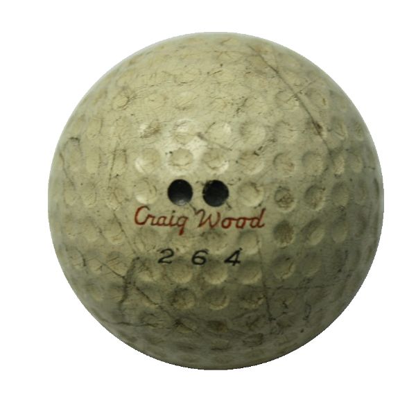'Craig Wood' Signature Vintage Golf Ball with 264 Notation