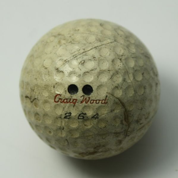 'Craig Wood' Signature Vintage Golf Ball with 264 Notation