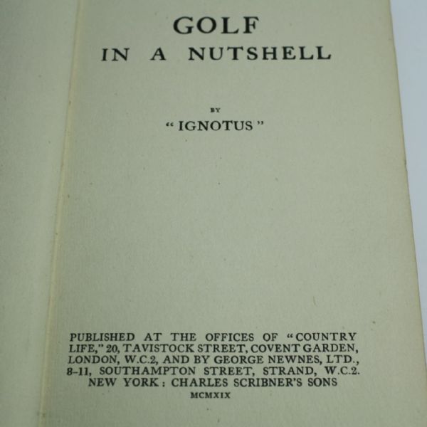 'Golf In a Nutshell - A Concine and Practical Exposition of the Play of the Game' - by Ignotus