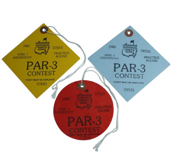 Lot of Three Masters Par 3 Tickets - 1982, 1984, and 1986