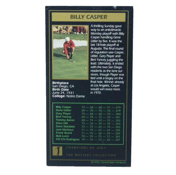 Billy Casper Signed GSV Golf Card JSA COA