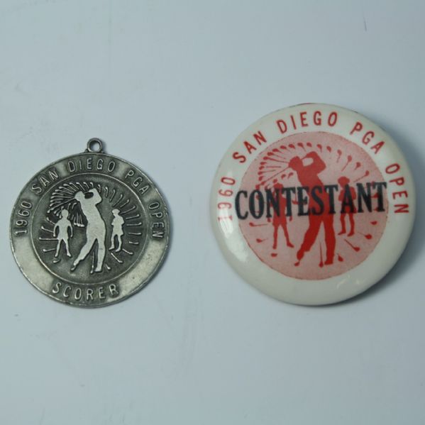 1960 San Diego Open Contestant Pin and Scorer Medal
