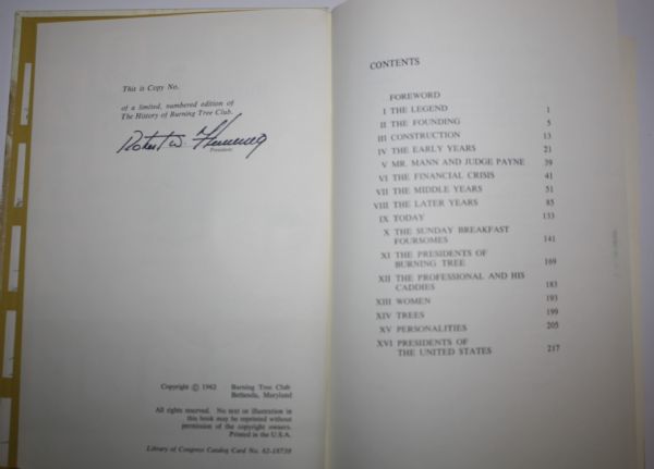 Two Volume Burning Tree Club History Book Signed by Club President Robert Fleming