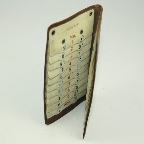 Unique and Rare Leather Golf Score Counter From Lillywhites - Piccadilly Circus - 1901