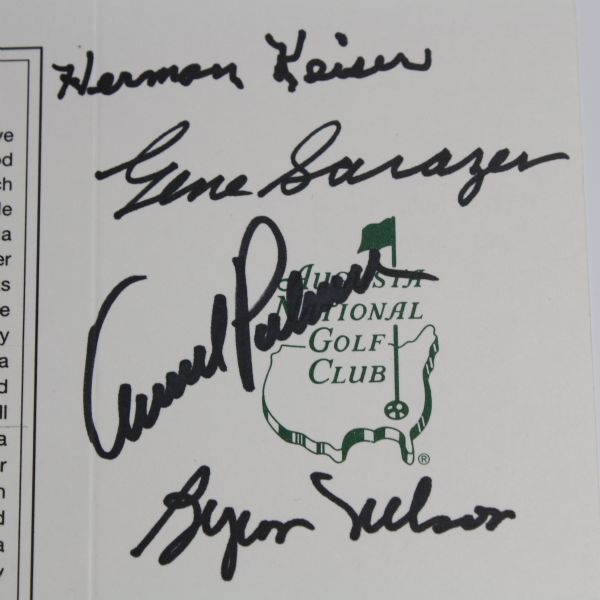 Multi-Signed Masters Scorecard - Palmer, Nelson, Keiser, and Sarazen JSA COA