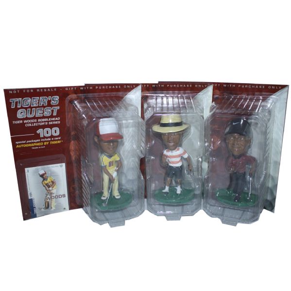 Lot of Three Tiger Woods Limited Edition Bobble Heads