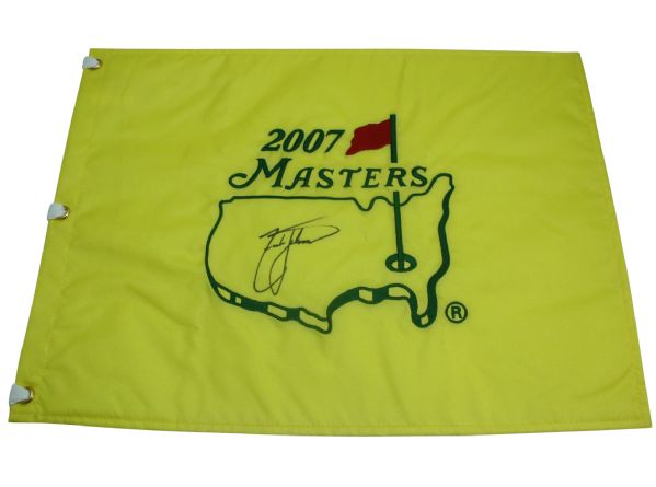 Zach Johnson Signed 2007 Masters Embroidered Flag JSA COA