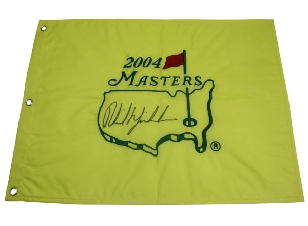 Phil Mickelson Signed 2004 Masters Embroidered Flag JSA COA