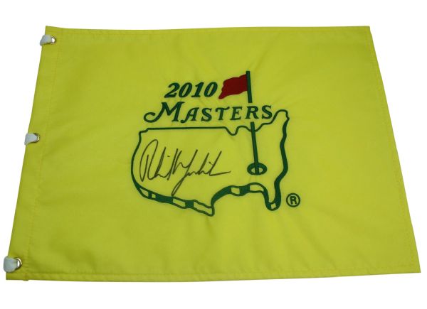 Phil Mickelson Signed 2010 Masters Embroidered Flag JSA COA