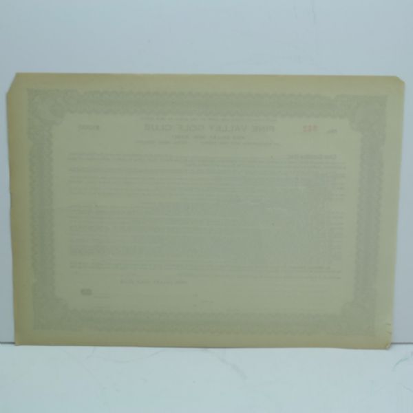 1925 Pine Valley Bond Certificate with Stub - $1,000.00