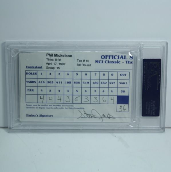 Phil Mickelson Signed Official MCI Scorecard PSA #83405451