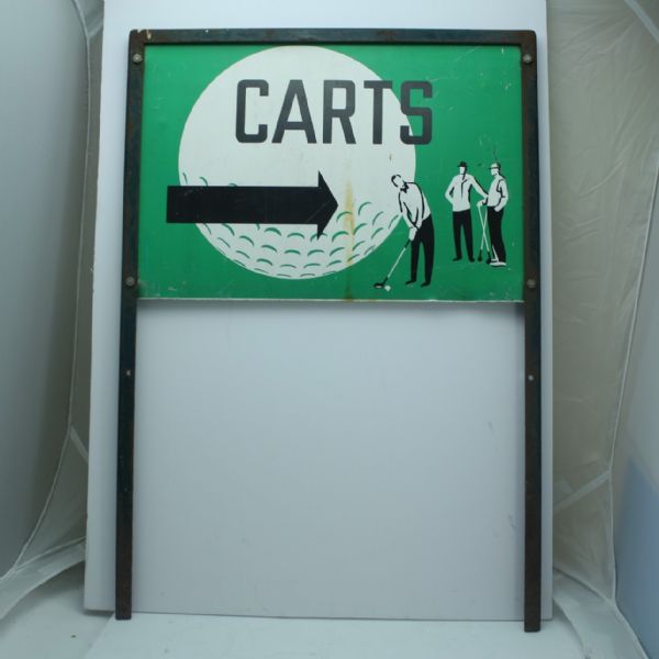 1950's Vintage Double-Sided Golf Cart Sign with Green, Black, and White Period Graphics