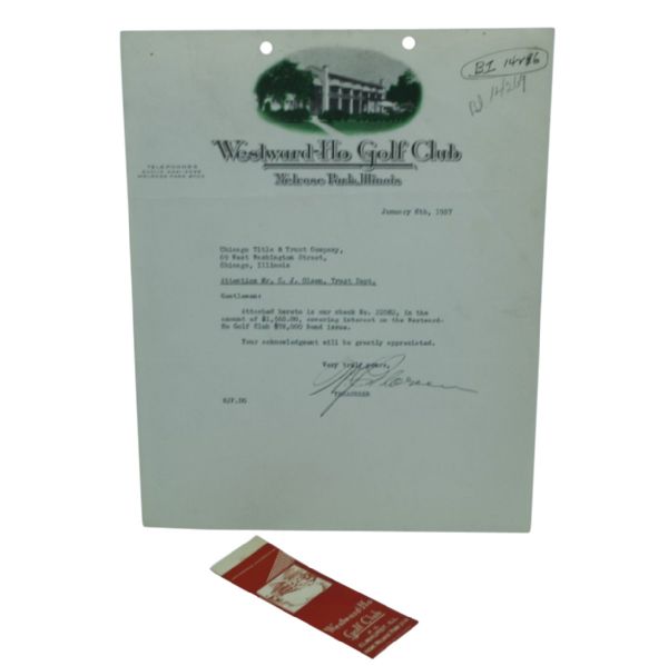 1937 Authentic Memorandum on Vintage Letterhead of Historic Westward Ho Golf Club