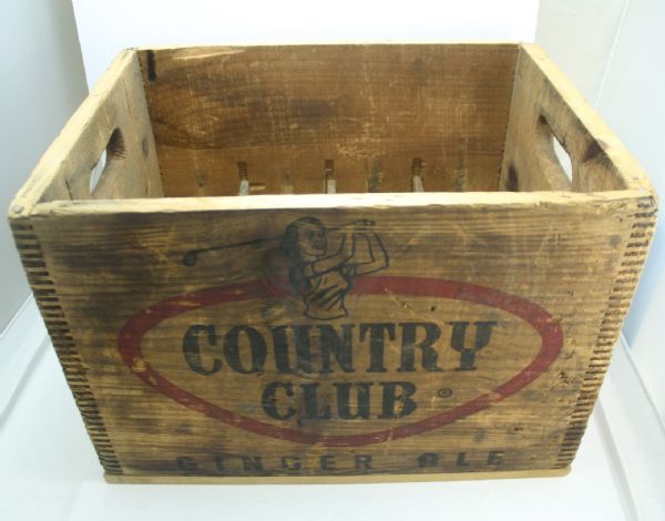 Original Pre-WWII (c.1940) Country Club Ginger Ale Wooden Advertising Box