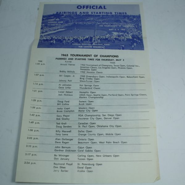 1964 PGA TOUR TOC Money Clip & 1963 TOC Pairings Sheet - Nicklaus Back to Back Victories