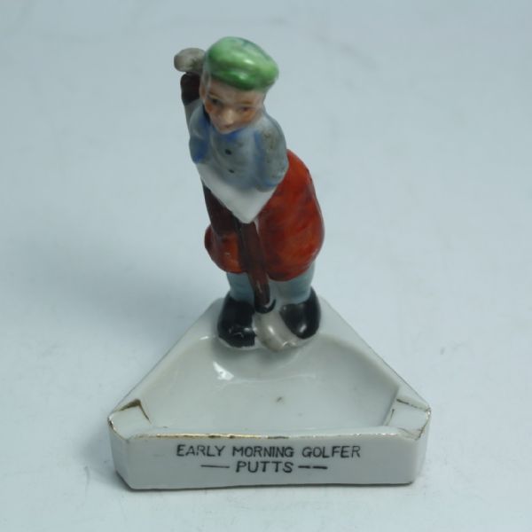 Early Japanese Golf-Themed Porcelain Ash Tray