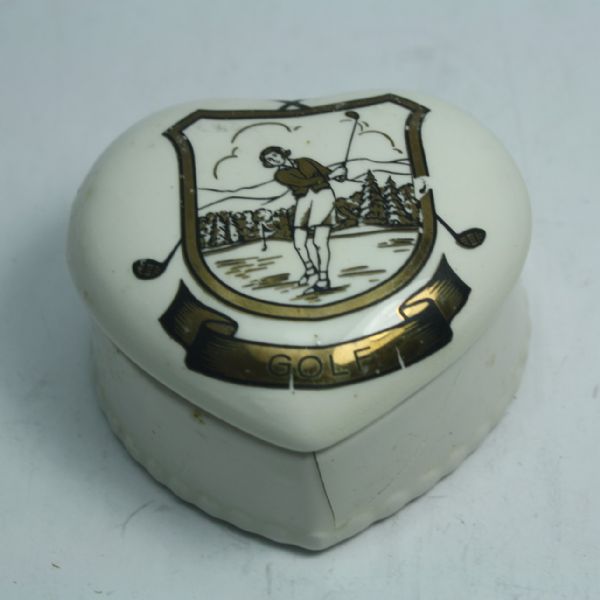 Mickey Wright Souvenir Dish & Vintage Heart Shaped Golf Jewelry/Ring Box