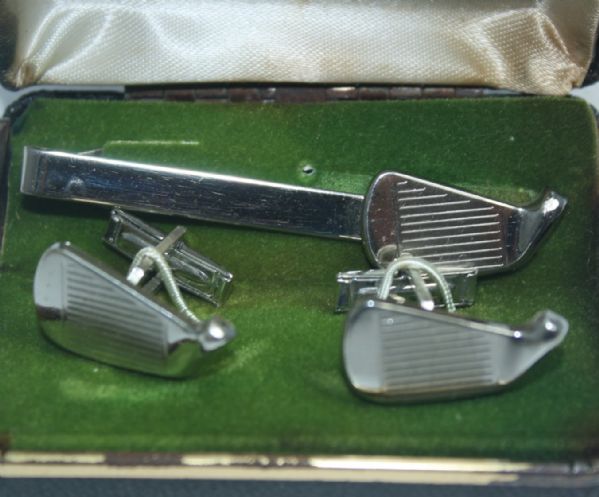 Lot of 3 Sets of Vintage Men’s Golf-Themed CuffLinks & Tie Bar