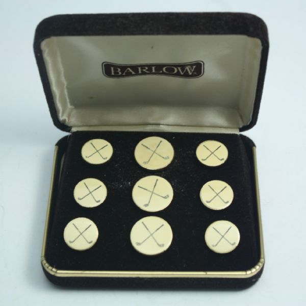 Vintage Barlow Scrimshaw Crossed Golf Clubs Blazer Button Set