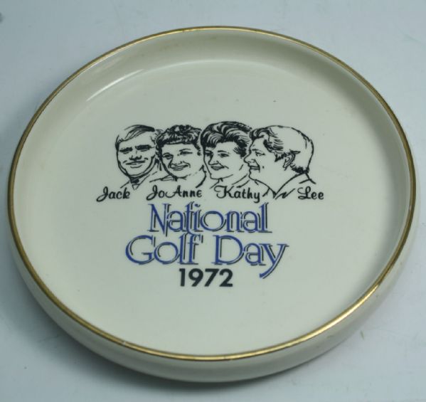 1972 National Golf Day Ceramic Candy Dish with Images of Nicklaus, Carner, Whitworth & Trevino