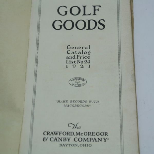 1921 MacGregor Golf Goods General Catalog & Price List