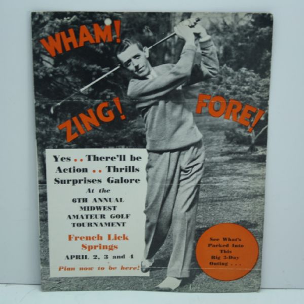 1937 Midwest Amateur Golf Tournament Brochure & Host Site French Lick Springs Resort Vintage Letter