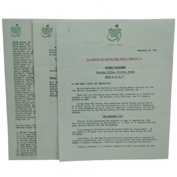 1957 Masters Press Release