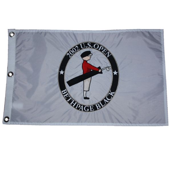 2002 Bethpage Black US Open White Embroidered Flag-Tiger Wins!