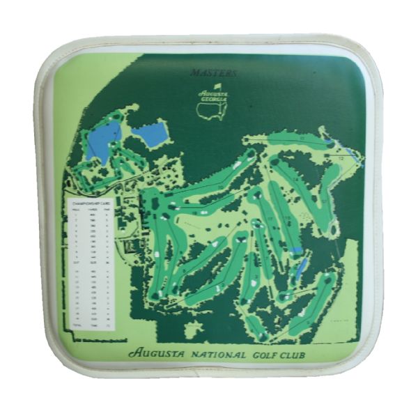 1970's Masters Logoed Seat Cushion Depicts Vintage Course Layout 