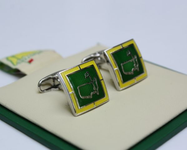 Green and Yellow Enamel Undated Cuff Links