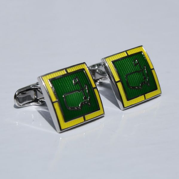 Green and Yellow Enamel Undated Cuff Links