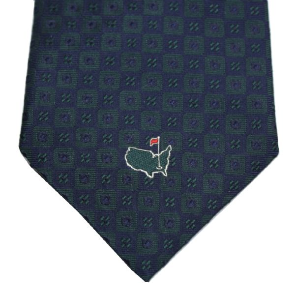 Augusta National Tie - Royal Blue/Green Square/Dot - 100% Italian Silk