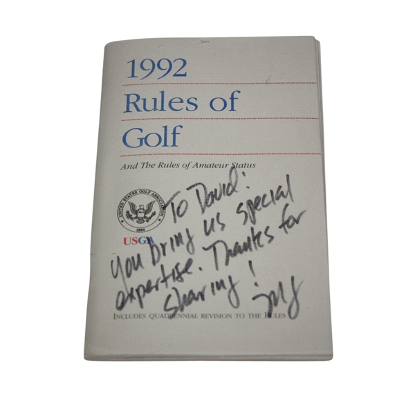 1992 Rules of Golf to David Eger from the USGA