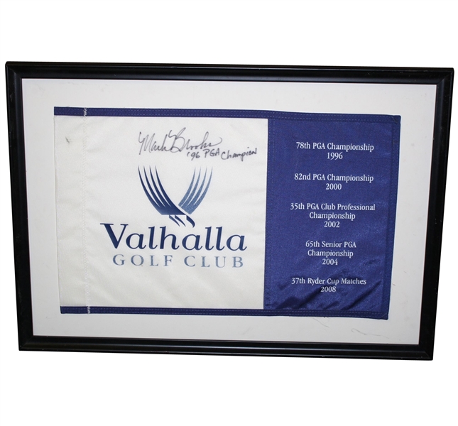 Mark Books Signed Valhallla Embroidered Matted Flag with Year Inscription JSA COA