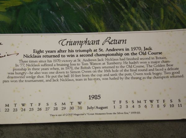 Jack Nicklaus Signed 'Triumphant Return' Limited Edition Walt Spitzmiller Print 75/975